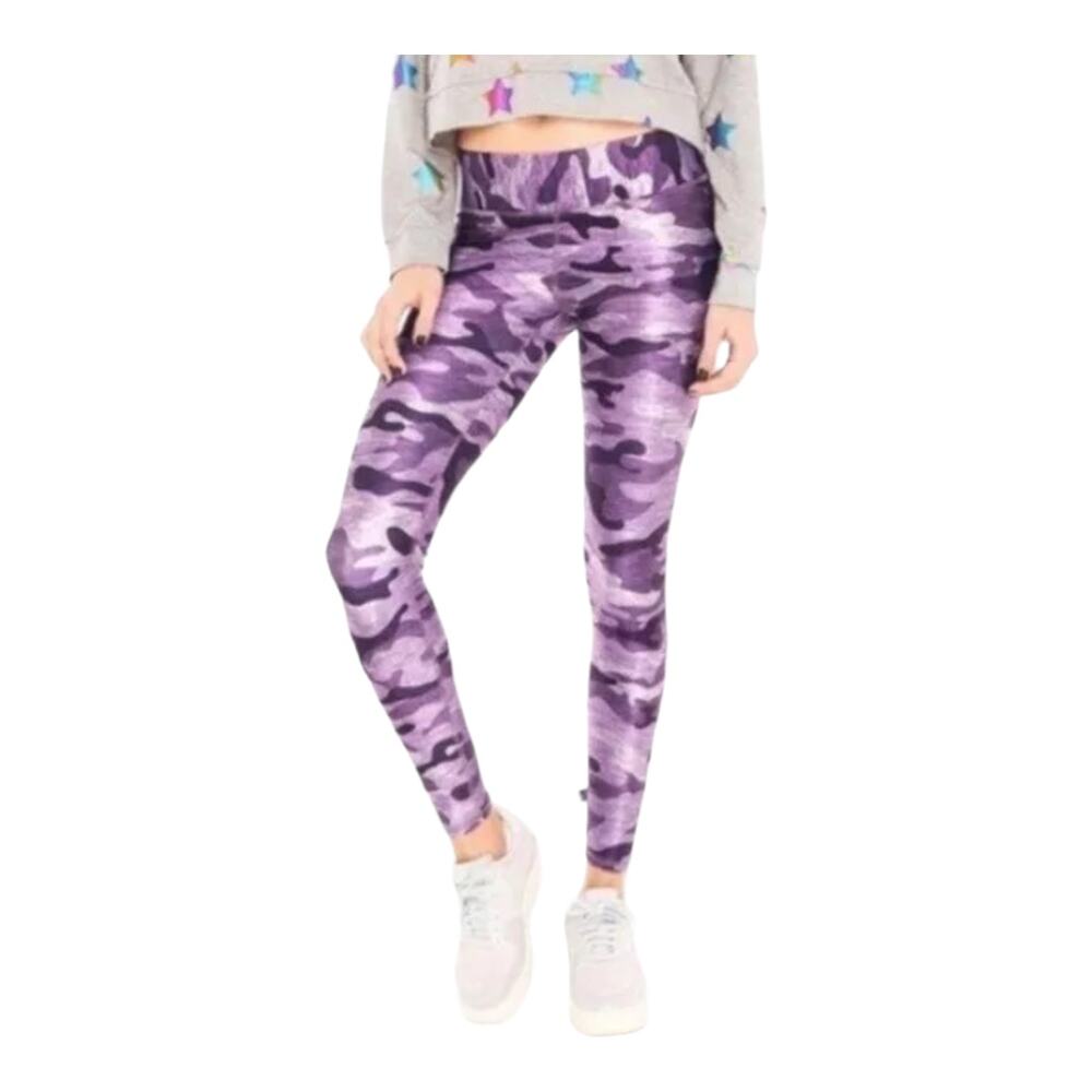 Terez Hi-Shine Hi-rise Purple Camo 7/8 Compression Leggings Workout Women's S